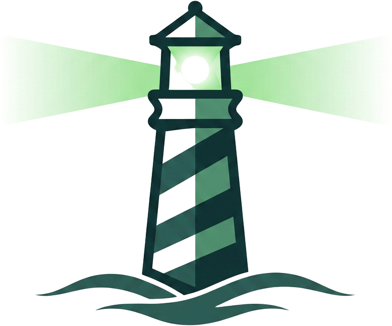 Logo de WhatsYournumber: faro verde que guía tus finanzas