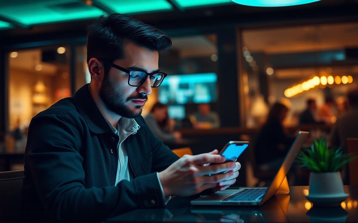 Freelance revisando en el móvil sus gastos clasificados automáticamente con inteligencia artificial