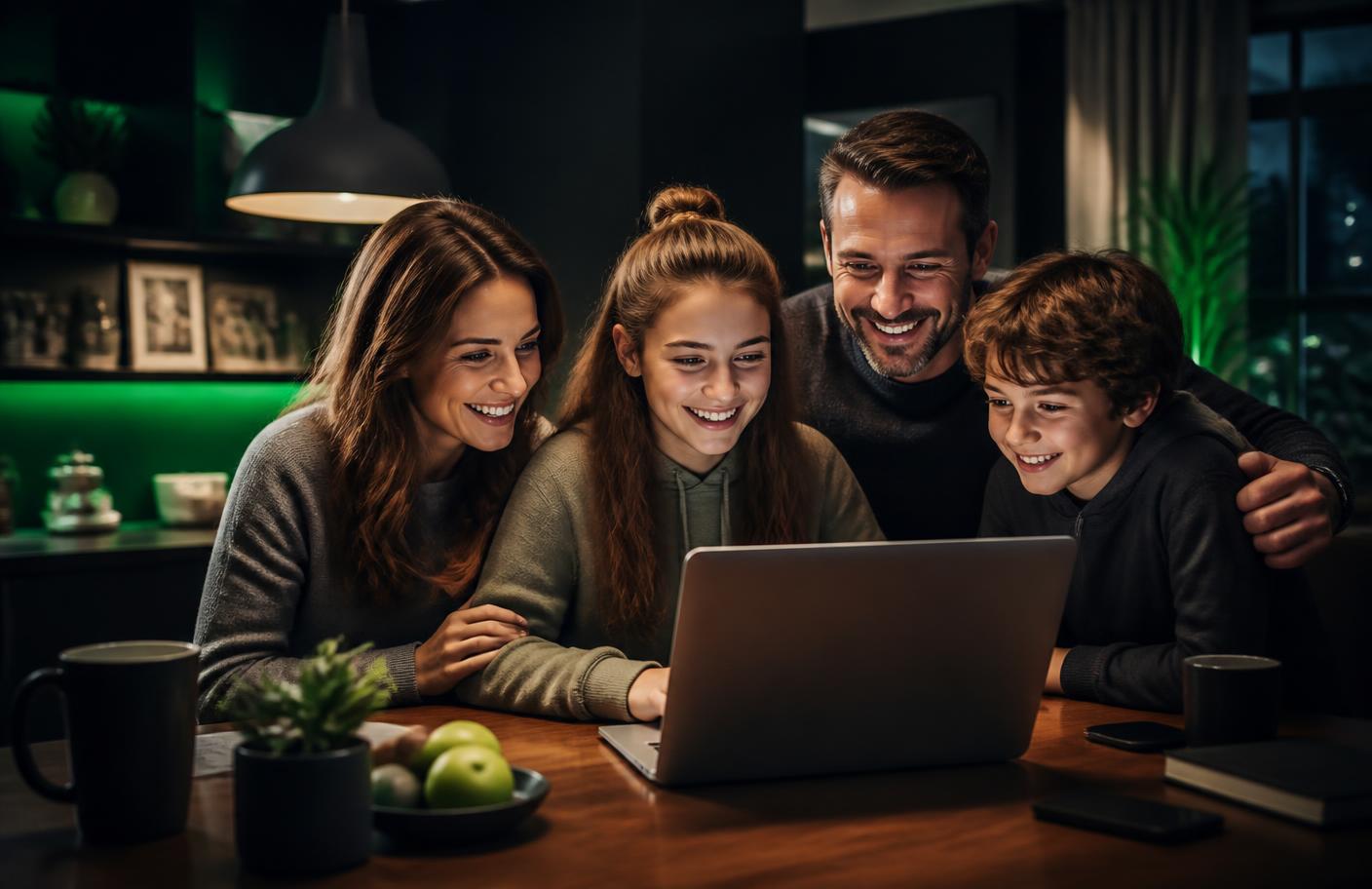 Familia revisando sus finanzas juntos