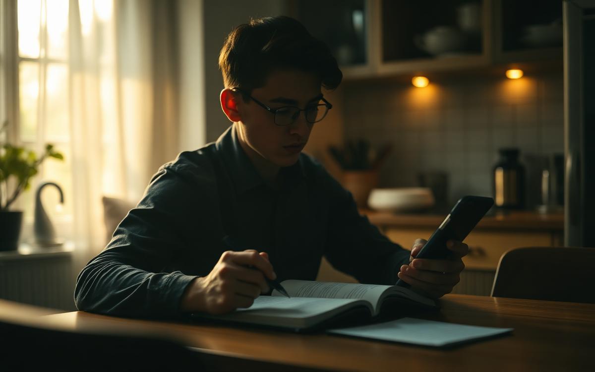 Joven profesional calculando en su cuaderno cuántos meses de gastos cubre su ahorro