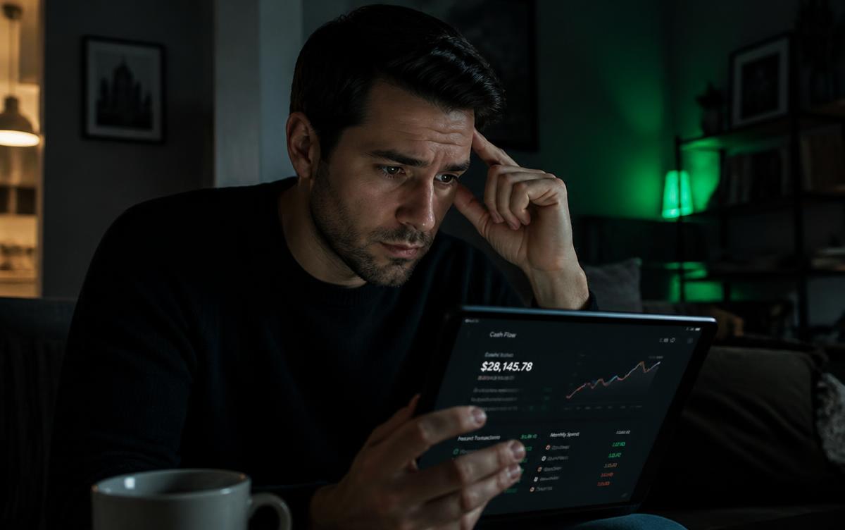 Hombre calculando su runway personal, los meses de gastos cubiertos por su fondo de emergencia
